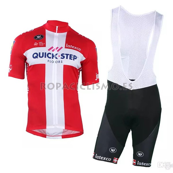 2018 2019 Maillot Quick Step Floors Campione Danimarca Tirantes